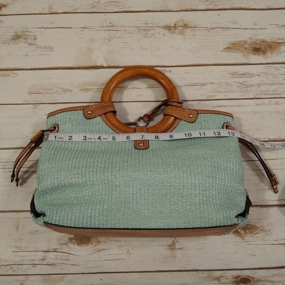 Fossil Woven Rattan Soft Seafoam Green Satchel Bag - Picture 6 of 16